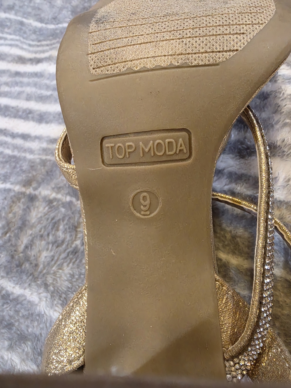 TOP Moda Gold Rhinestone Strappy Heels - Picture 4 of 5